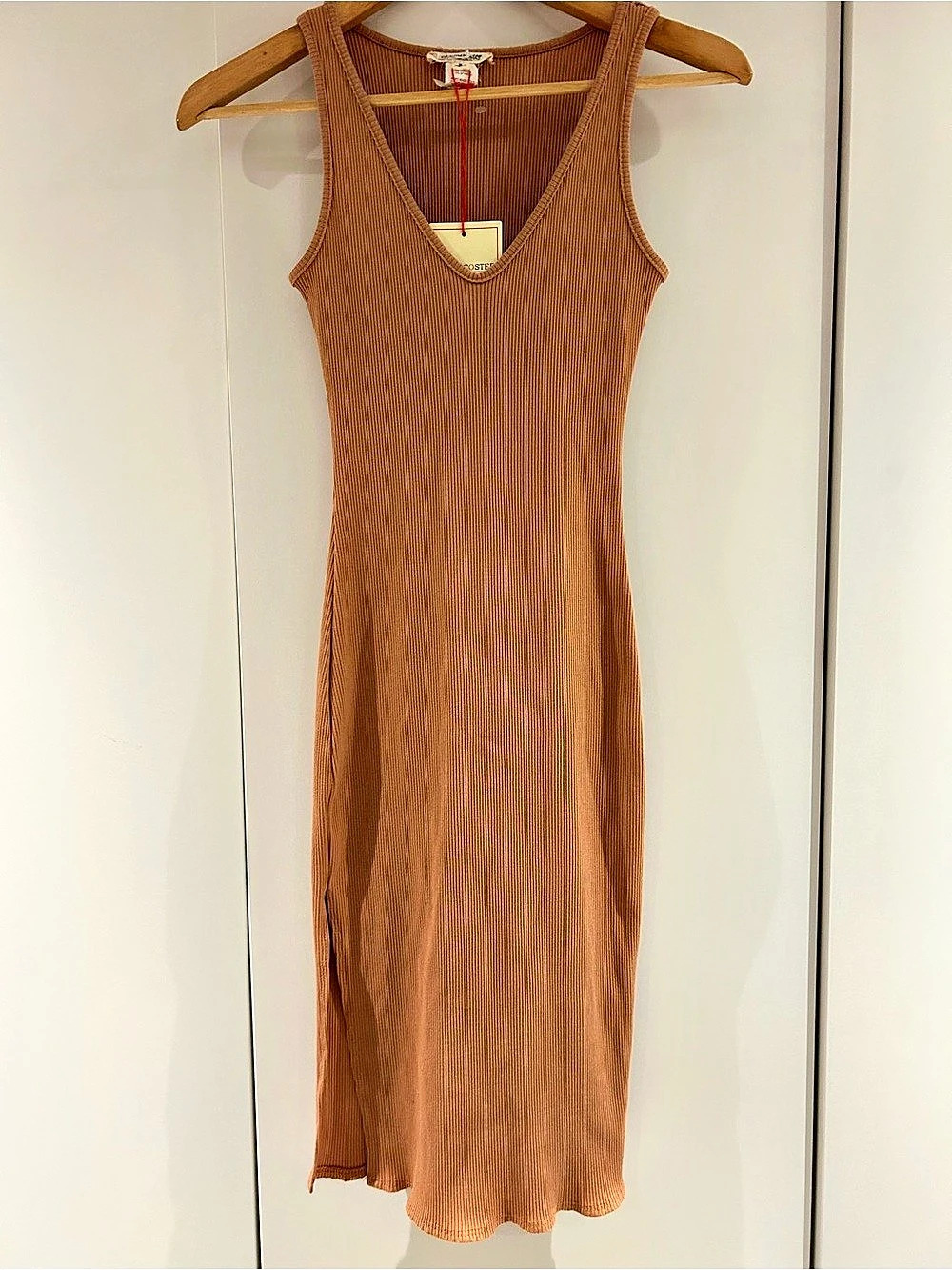 Rolla Coster Terracotta Ribbed Midi Tank Dress Brown Size Small